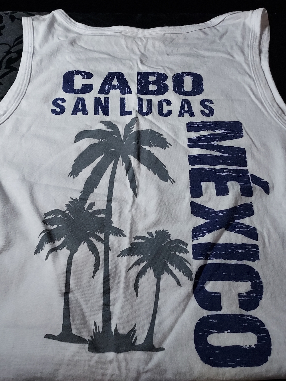 White Cabo San Lucas Mexico Palm-Print Tank Top